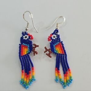 Colorful Beaded Parrot Earrings